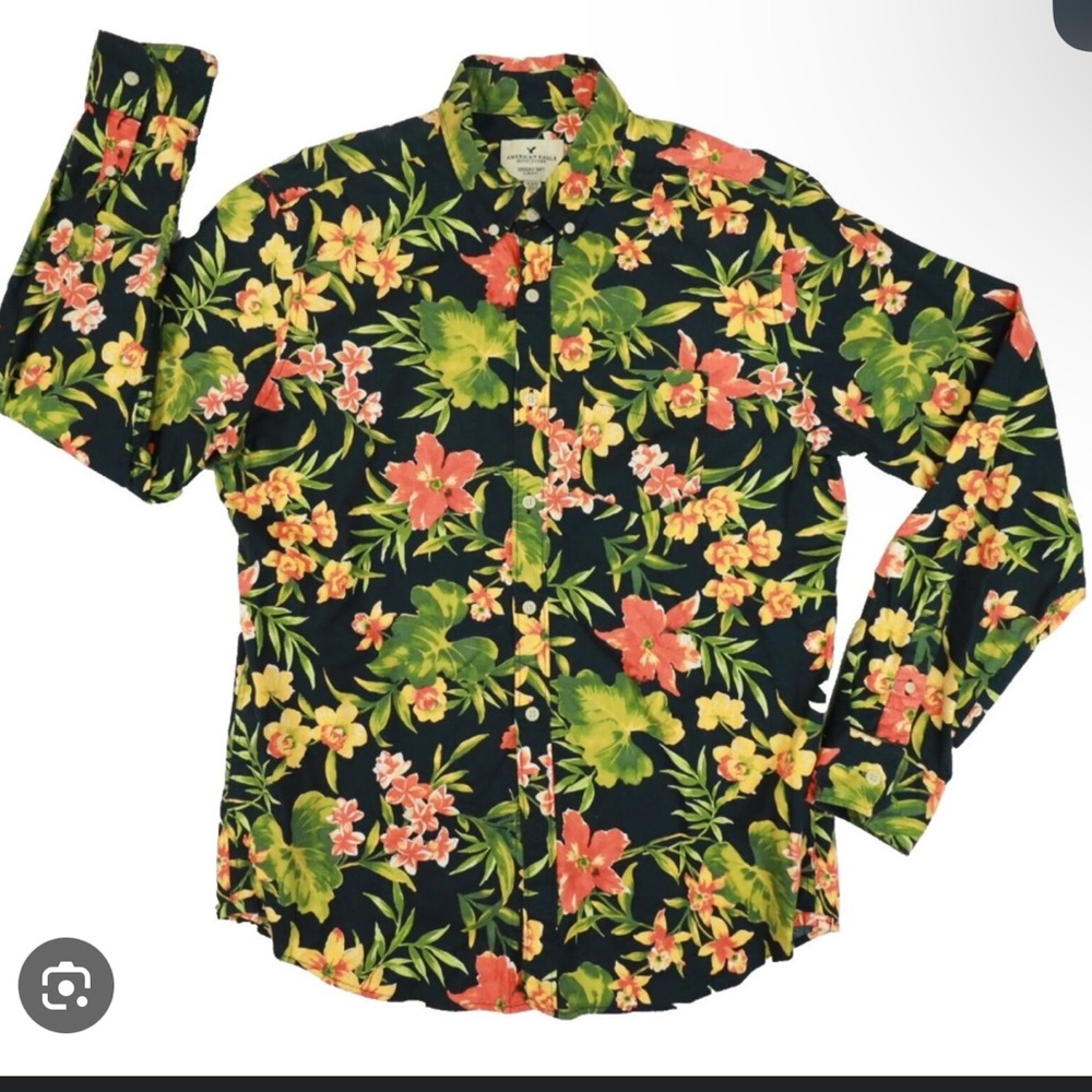 American Eagle Tropical Button Down - image 1
